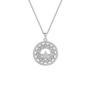 S925 Sterling Silber Halskette mit Sternenanhänger und Zirkonia im Netzdesign