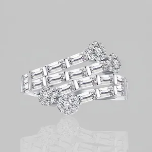 S925 Sterling Silver Multi-layer Bamboo Joint Flower Ring Zirconia Inlaid Luxury Personality Design Jewelry For Women