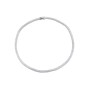 Polished 925 silver 4mm tennis necklace featuring continuous square-cut zircon stones