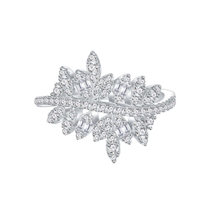 Bague feuille en argent sterling S925 avec pierres de zircone micro-pavées pour femmes