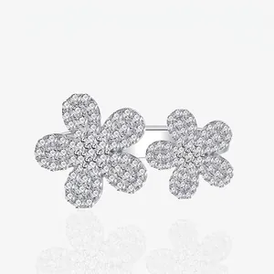 Elegant S925 Sterling Silver Daisy Flower Ring For Women Exquisite Micro Inlaid Zirconia Floral Adjustable Open Finger Ring