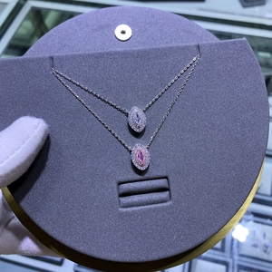 Colliers luxe en argent S925 avec diamants marquise roses et blancs en forme d'oeil unique