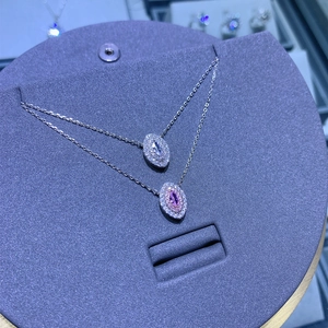 Colliers en argent 925 avec pendentifs œil et diamants roses et blancs brillants