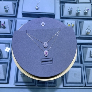 Collier œil de luxe en argent 925 avec pierres de diamant carbone roses et blanches