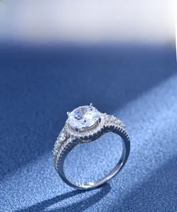 Macro shot of 925 silver ring featuring 8mm round 5A zircon with pavé setting detail