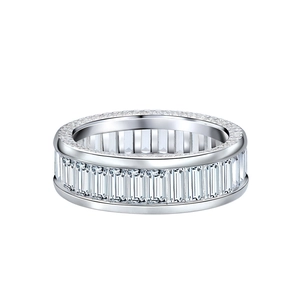 S925 sterling silver eternity ring featuring baguette-cut and pavé-set round zirconias