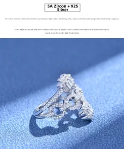 Makro-Detail von S925 Sterling Silber Kettenring mit 5A Zirkonia und Carbon-Diamanten