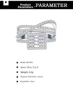 Detailed macro of S925 sterling silver four-layer crisscross ring with micro-pave cubic zirconia