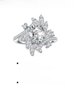 Macro detail of 925 sterling silver ring featuring 7x9mm oval zircon and micro-pave setting