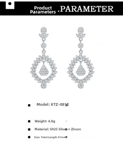 Detailed view of S925 silver leaf wreath earrings with sparkling zirconia teardrop