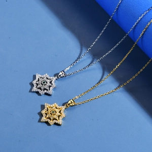 Collane in argento sterling S925 con pendenti a stella scintillanti in oro e argento