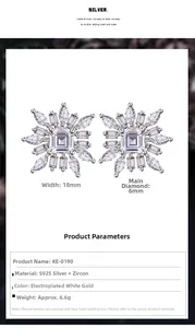Spécifications détaillées des boucles d'oreilles fleur en argent S925 et zircon