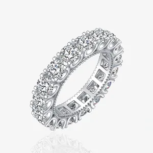 925 Sterling Silver Eternity Ring For Women Pave Zirconia Sparkling Wedding Band Minimalist Fashion Jewelry Finger Ring