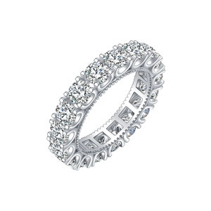 925 silver eternity ring with round-cut sparkling stones and U-shaped setting