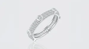 Bague Éternité en Argent Sterling 925 avec Micro Pavé de Zirconia pour Femmes Ensemble de Lunette Ronde Géométrique Exquis Cadeau de Bijoux Étincelants