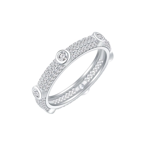 Bague scintillante en argent 925 avec pavé de cristaux et pierres serties clos rondes