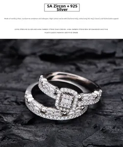 Detail of S925 sterling silver ring set with princess cut zircon on charcoal background