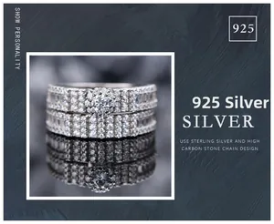 Macro shot of S925 silver snowflake ring set with round cut micro-pave carbon diamonds
