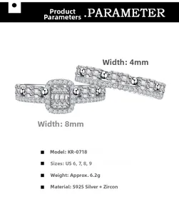 Detail showing S925 silver ring specifications and zircon cluster craftsmanship