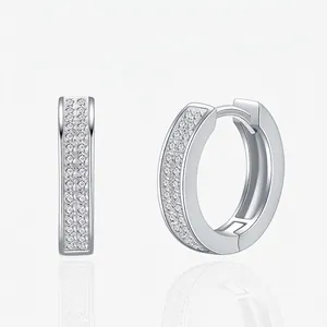 Boucles d'Oreilles Créoles en Argent Sterling 925 Minimalistes pour Femmes Boucles d'Oreilles Huggie en Zirconia Bijoux
