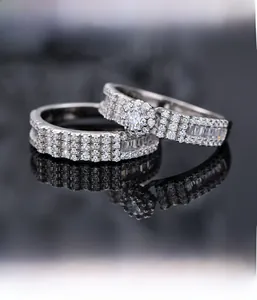 Macro detail of S925 silver snowflake rings with micro-pave setting and central zircon