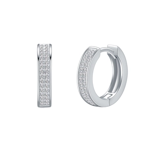 Créoles classiques en argent sterling S925 avec double rangée de zircons micro-pavés