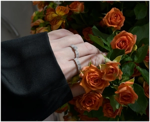 Luxurious S925 silver snowflake rings set with zircon diamonds on model hand