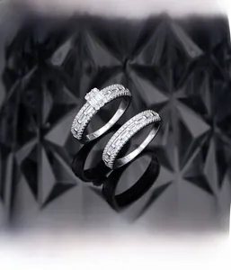 Microscope micro-setting detail of rectangle paved diamonds on S925 silver ring set