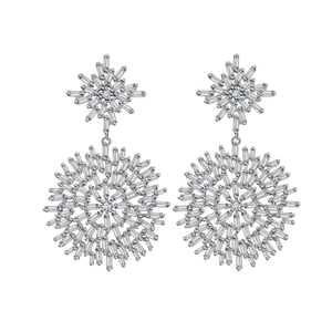 Exquisite S925 sterling silver snowflake earrings with radiant cubic zirconia stones