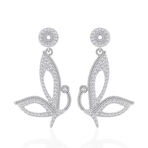 Boucles d'Oreilles Clous Papillon en Argent Sterling 925 Avec Zirconia Micro Incrusté Boucles d'Oreilles pour Femme