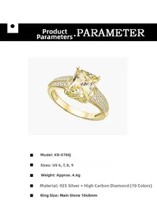 Macro view of 5.6ct radiant cut yellow carbon diamond ring with silver side stones