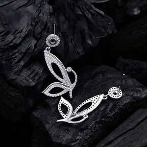 Boucles d'oreilles papillon en argent S925 avec zircons scintillants micro-pavés