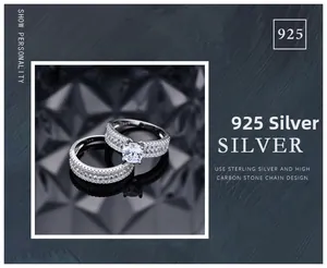 Detailed view of luxury S925 sterling silver marquise bridal set with brilliant stones