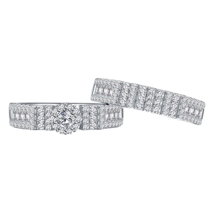 Sparkling S925 sterling silver snowflake ring set with micro-pave round zircons