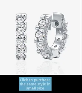 Detailed view of small S925 sterling silver hoop earrings with micro-pave cubic zirconia