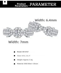 Detailed specs of S925 silver arrow snowflake rings with micro-pave cubic zirconia stones
