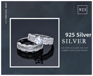 Detailed macro view of S925 silver wave ring set with brilliant zircon stacking bands