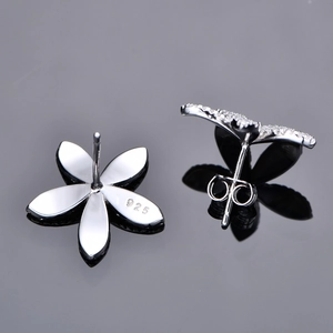 Boucles d'oreilles fleurs en argent sterling S925 avec cristaux de zircone scintillants