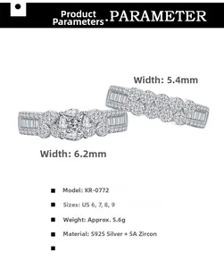 Dettaglio di anelli in argento S925 con zirconi micro-pavé in larghezze 5,4mm e 6,2mm