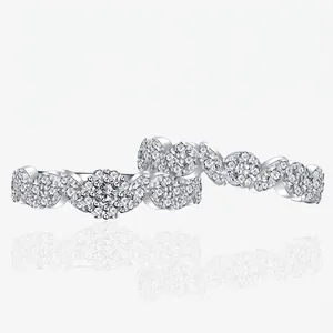 925 Sterling Silver Zirconia Flower Stackable Ring For Women Luxury Micro Inlaid Dual Ring Silver Plated Jewelry Gift