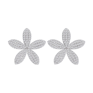 Boucles d'oreilles fleurs en argent serties de cristaux avec design à cinq pétales