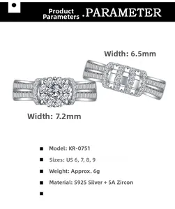 Macro shot showing dimensions of S925 silver rings with micro-pave 5A zircon details