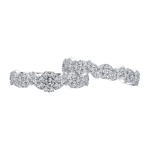 Micro-pave flower bouquet S925 silver rings set for women featuring luxury zircon stones