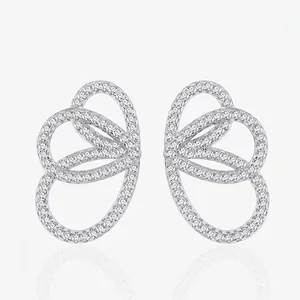 Boucles d'Oreilles Clous en Argent Sterling 925 Aile de Papillon Avec Zirconia Scintillant Micro Incrusté Bijoux Minimalistes Cadeau Femme