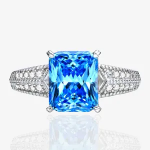 925 Sterlingsilber Radiant Cut Strass Ring Für Damen Luxus Großer Stein Galvanisierter Cocktail Finger Schmuck Geschenk