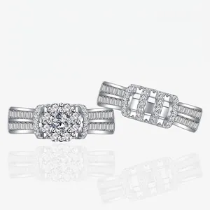 925 Sterling Silver Flower Hollow Out Ring Set For Women Fashion Micro-pave Zirconia Stackable Wedding Ring Jewelry Gift