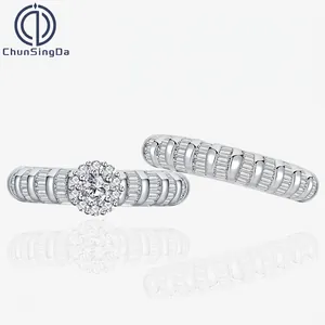 Luxurious 925 Sterling Silver Round Snowflake Bamboo Joint Stackable Rings For Women Zirconia Inlaid Wedding Jewelry Gift