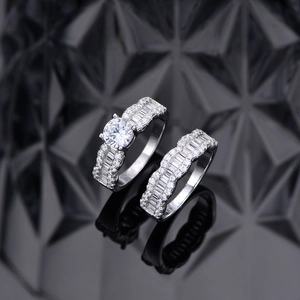 Sparkling S925 sterling silver wave ring set with brilliant round zircon stones