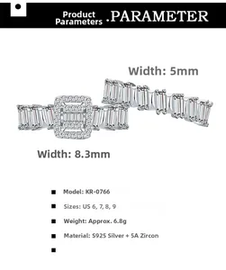 Detail of S925 sterling silver geometric rings with 5A grade cubic zirconia stones