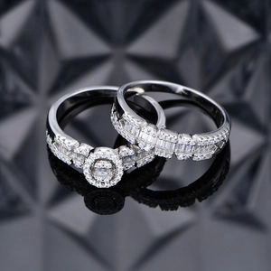 Luxurious S925 sterling silver ring set with oval cubic zirconia and pave band on black background